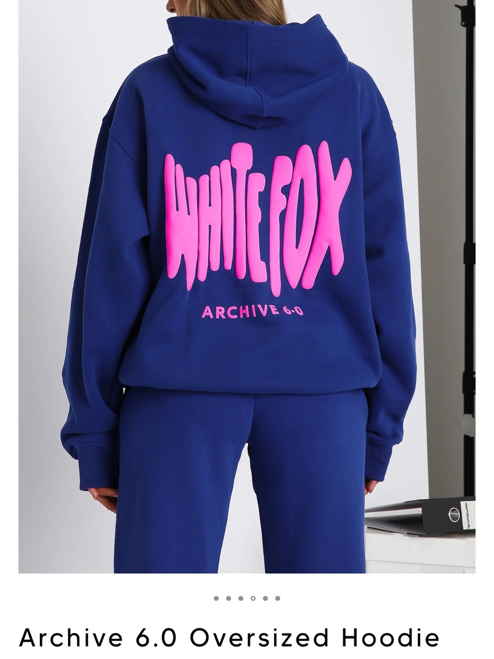 White Fox Boutique Archive 6.0 Oversized Hoodie in Royal Blue with Hot Pink Logo